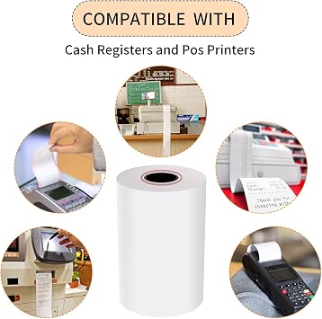 2-1/4'' x 50' (10 Rolls) Thermal Receipt Paper, Fits 58mm Thermal POS Printers, Premium Quality, Biodegradable