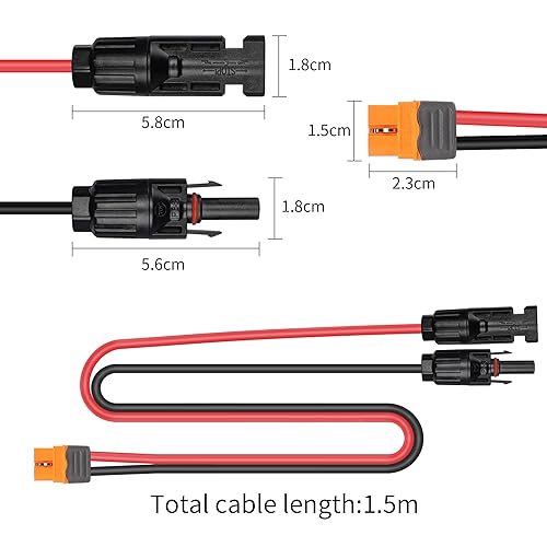 Miniatura 3 de YACSEJAO Cable de carga solar a XT60i 12AWG 1.5M enchufe solar a conector solar XT60 a XT60i-F Cable de panel solar para estación de energía