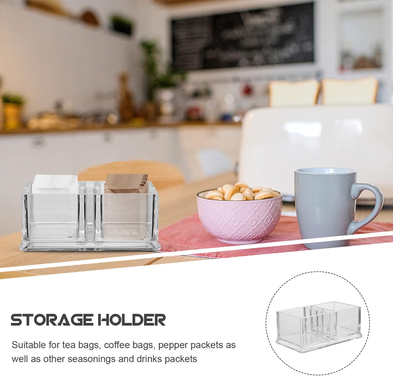 Sugar Compartments Double Holder Organizer Packet Acrylic Grid