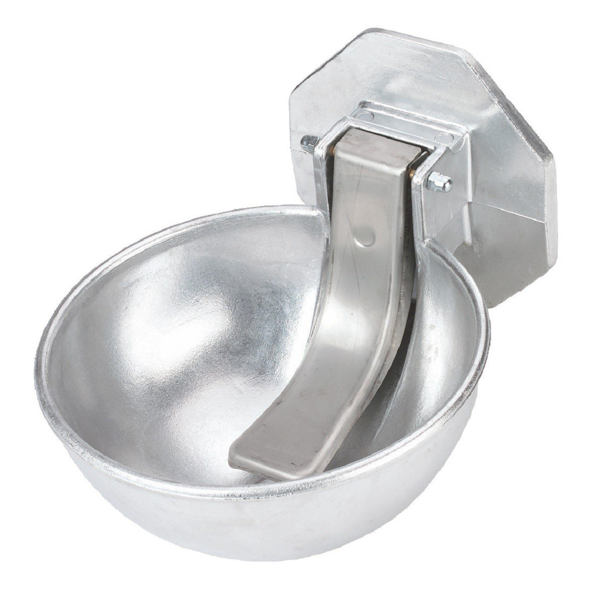Kerbl Tränkebecken für Weidefassanbau, Weidebecken, Aluminiumgussbecken, silber, 23,5 x 28,7 cm, 2,6 l, 10 l/min bei 0,2 bar, universelle Anbringung