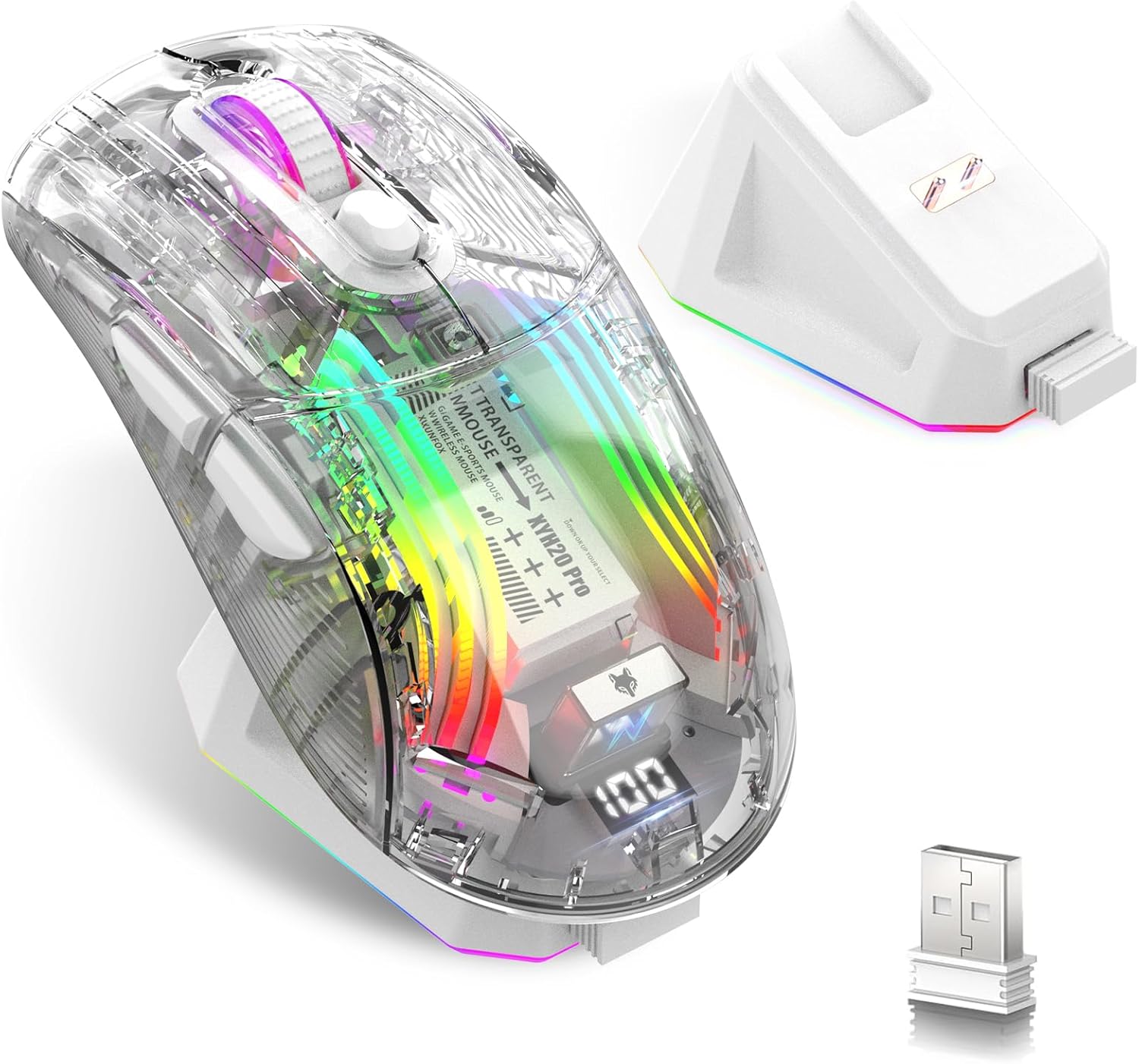 Attoe Wireless Gaming Mouse with Charging Base and USB Receiver