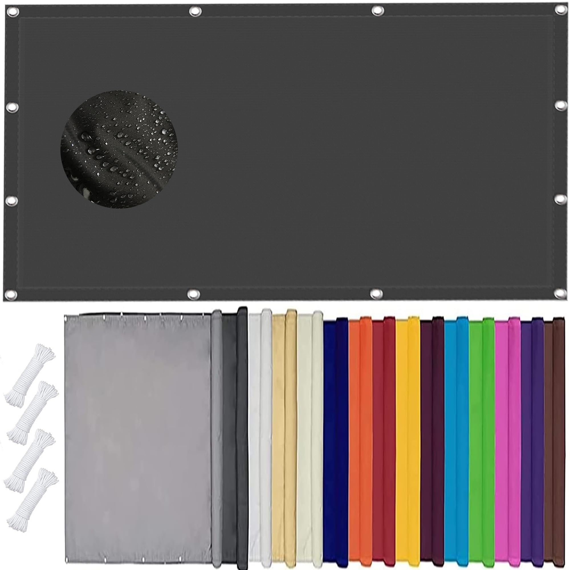 GLDYTVF Waterproof Sunshade Sail 3.4m x 1m Dark Grey 95% UV Block Windproof Polyester Awning for Outdoor Activities