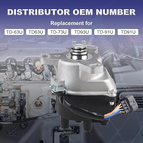 Miniatura 3 de JDMON Distribuidor de encendido compatible con Honda Civic Acura EL 1.5L 1.6L 1999-2000 SOHC TD-63U TD73U