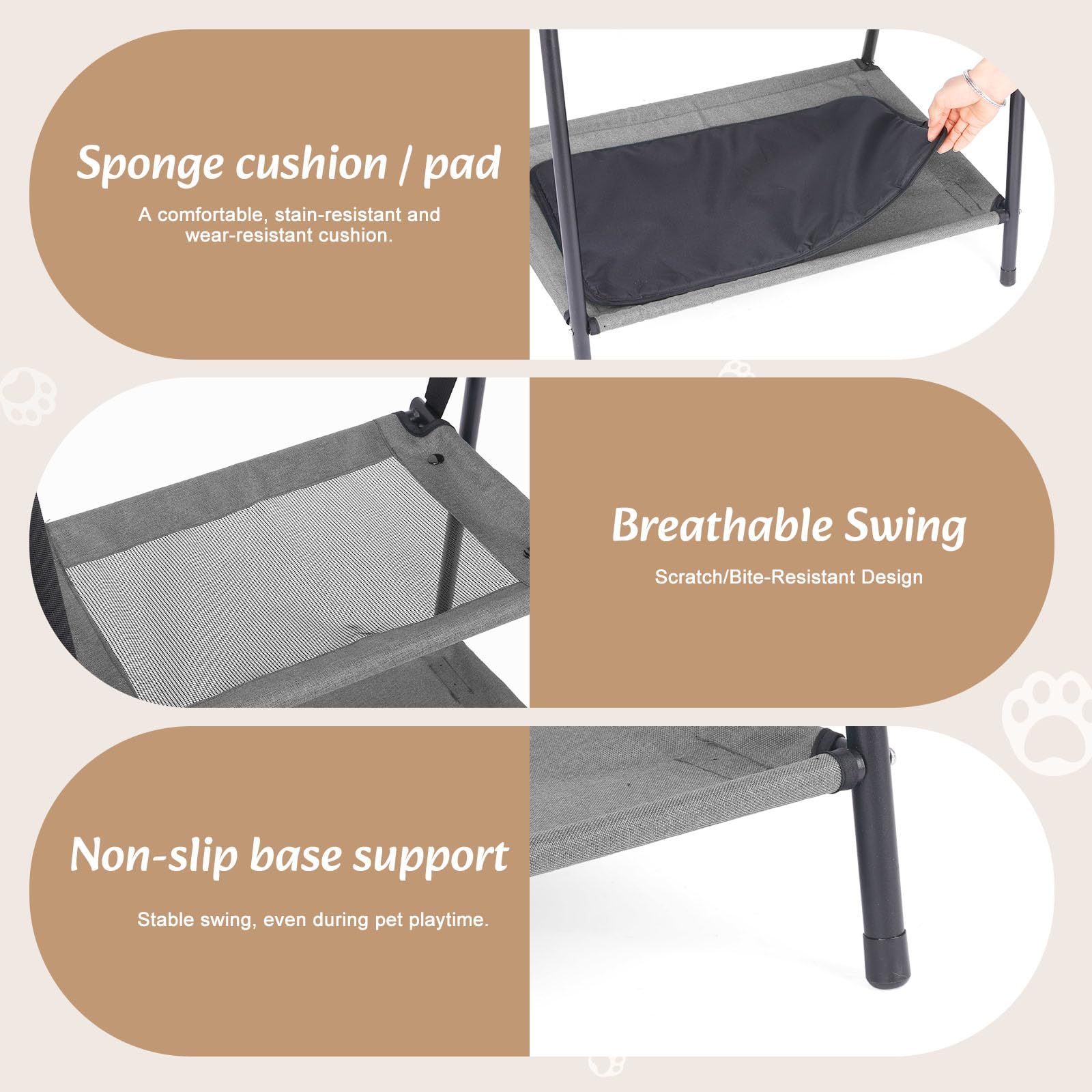 Etagen-Katzenschaukel Hängebett, Kätzchen-Hängematten mit Kissen, erhöhte Schaukeln für Katzen und Kätzchen, perfekte Indoor-Katzenmöbel, Hundeschaukel, atmungsaktive Katzen-Hängematte
