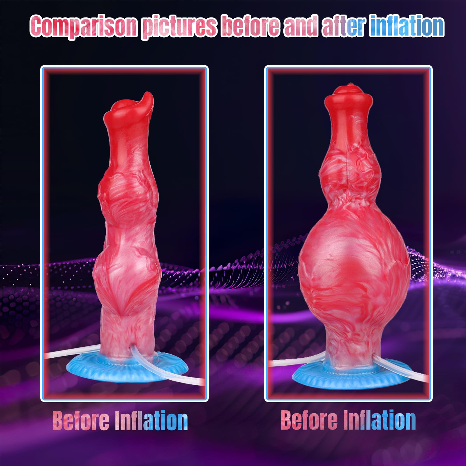 7.87”Realistic quirting Inflatable Dog Knot Dildo 2 Big Knotted Expanding Butt Plug Strong Ejaculating Toy Silicone Soft Fantasy Dildo g-Spot Cumming Animal Penis Plug Adult Sex Toys & Games (S): M
