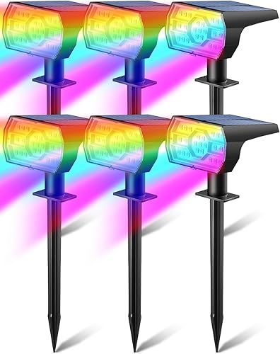 Miniatura 9 de Kaxiida Luces solares para exteriores impermeables IP68, 3 modelos de iluminación, luces solares de punto al aire libre con 56 LED, de atardecer a