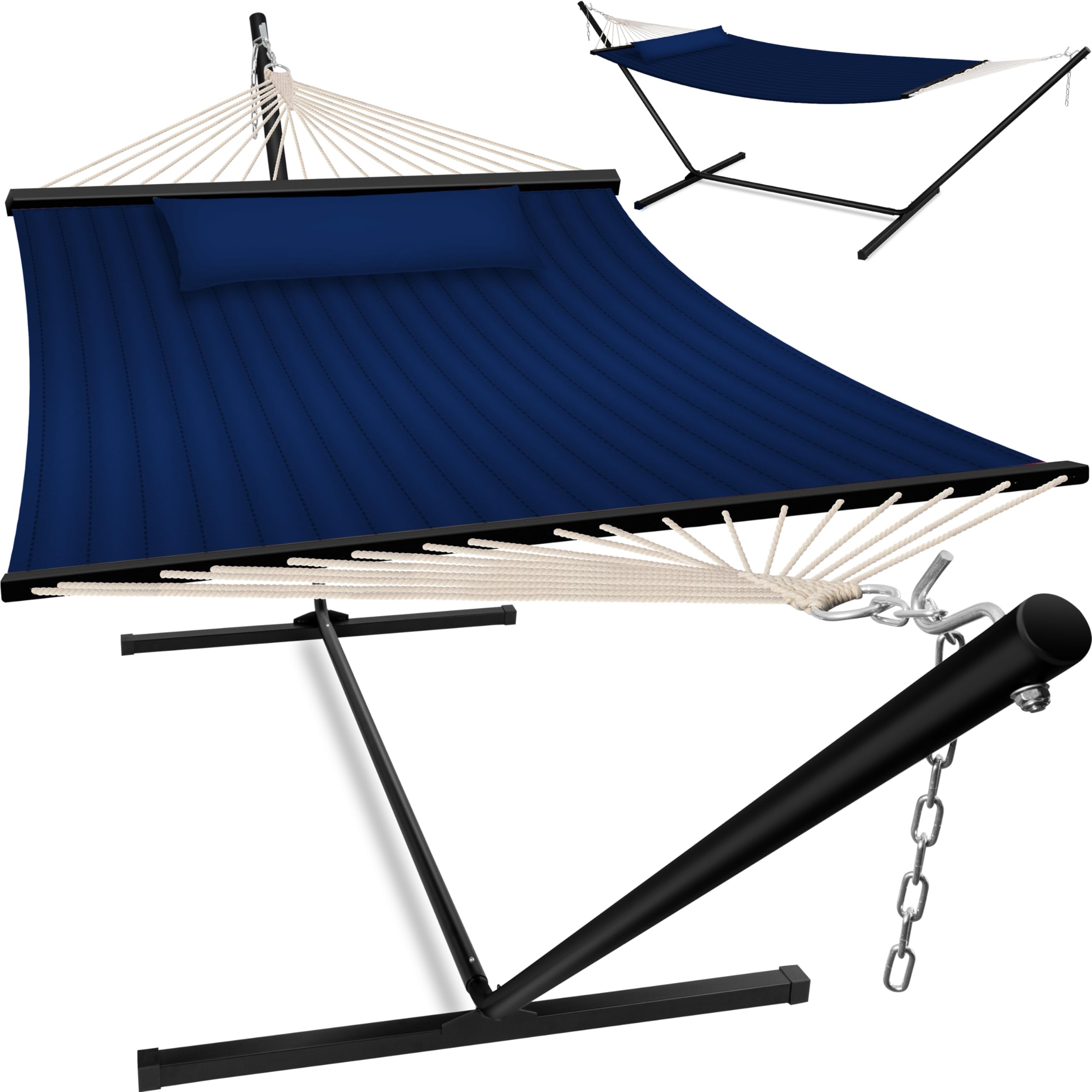 KESSER® Hamaca Hill con Estructura Almohada Doble para 2 Personas - Resistente Marco - Capacidad 200kg Interior y Exterior XXL Columpio Doble Multijugador Jardín Piscina Balcón Terraza Azul Marino