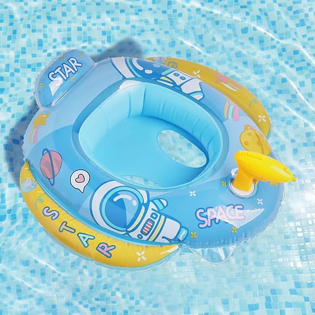 Baby Floats for Pool, Swimming Float Baby Inflatable Floater with Steering Wheel and Horn, Summer Outdoor Water Float