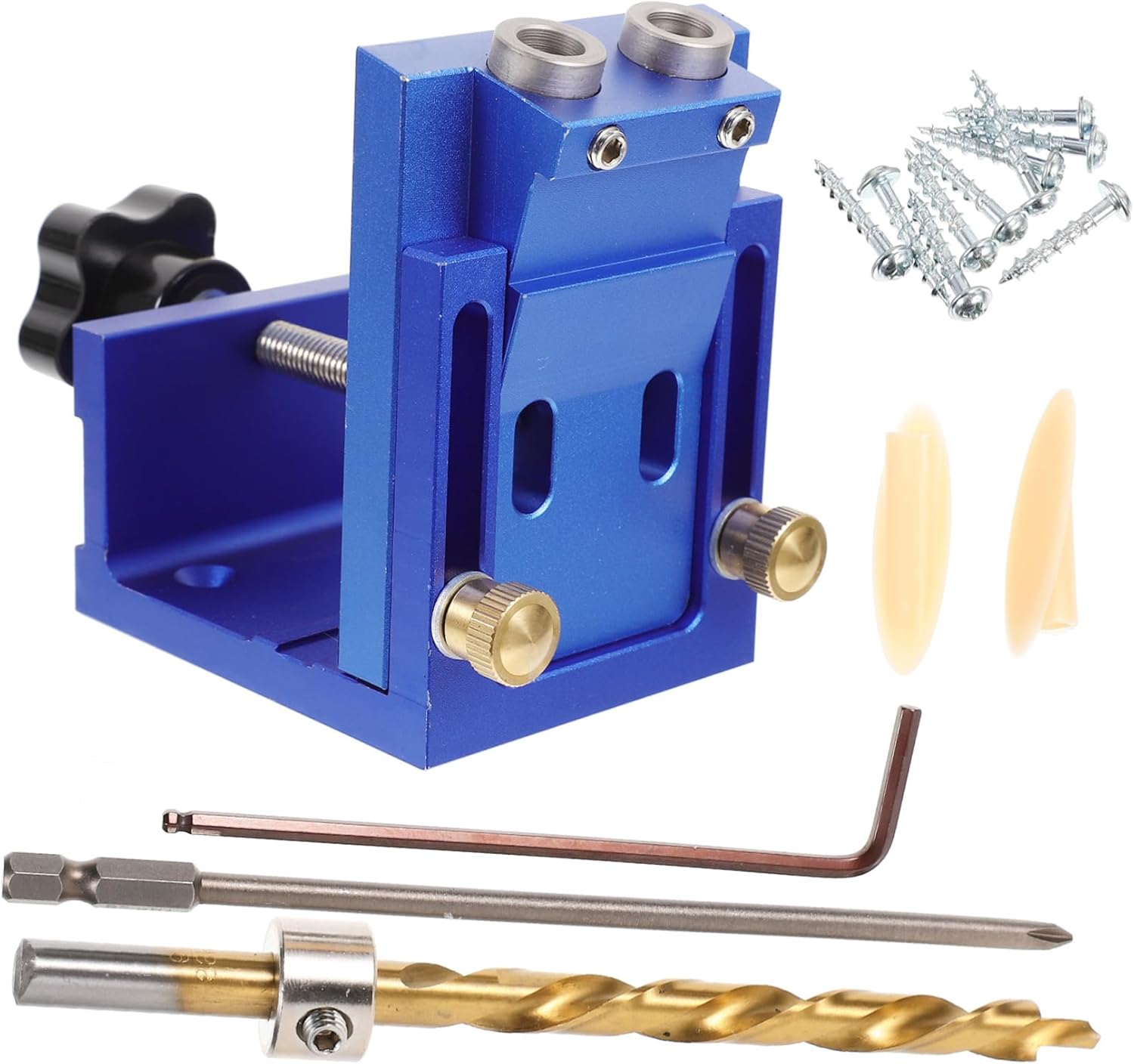 VILLCASE 1Set Pocket Hole Jig Kit Portable with Angle for Accurate Woodworking for Wood Thickness Lightweight Tool