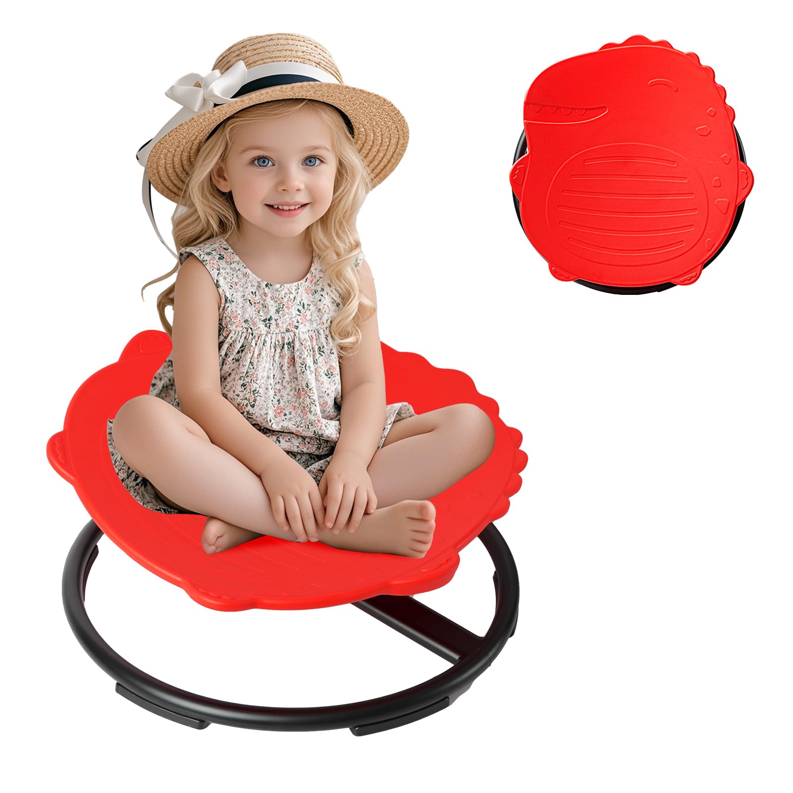 Spinning Chair for Kids, Sensory Integration Training Swivel Chair for Children with Autism & ADHD, for Balance & Body Coordination Training, Red Dinosaur