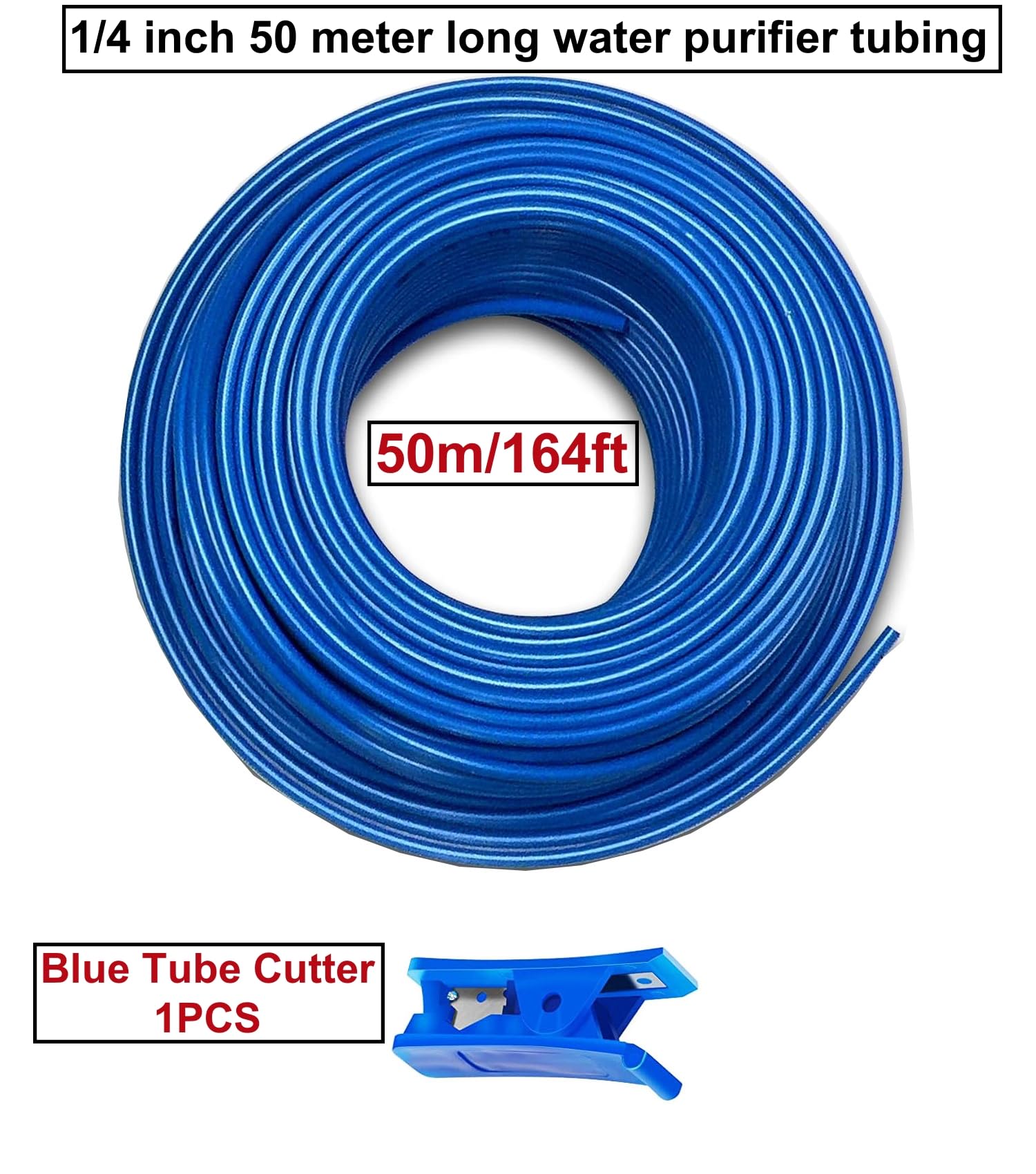 HUAZIZ Manguera de entrada para frigorífico, 50 m, para frigorífico, filtro de agua, acuario, tubo de entrada de agua de 1/4" (6,35 mm), color azul