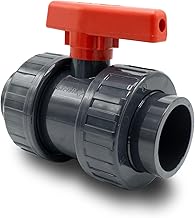 I PVC Ball Valve 50 mm PN16 I 2 Way with 2 Joints and Radial Removable Unions I For Piping Pool Watering Filtration I BM116