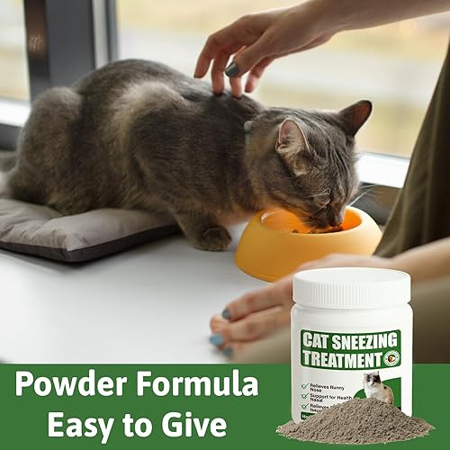 Miniatura 7 de Tratamiento de estornudos para gatos, suplementos nasales y sinusales felinos, fórmula en polvo de homeopatía, 3.53 oz