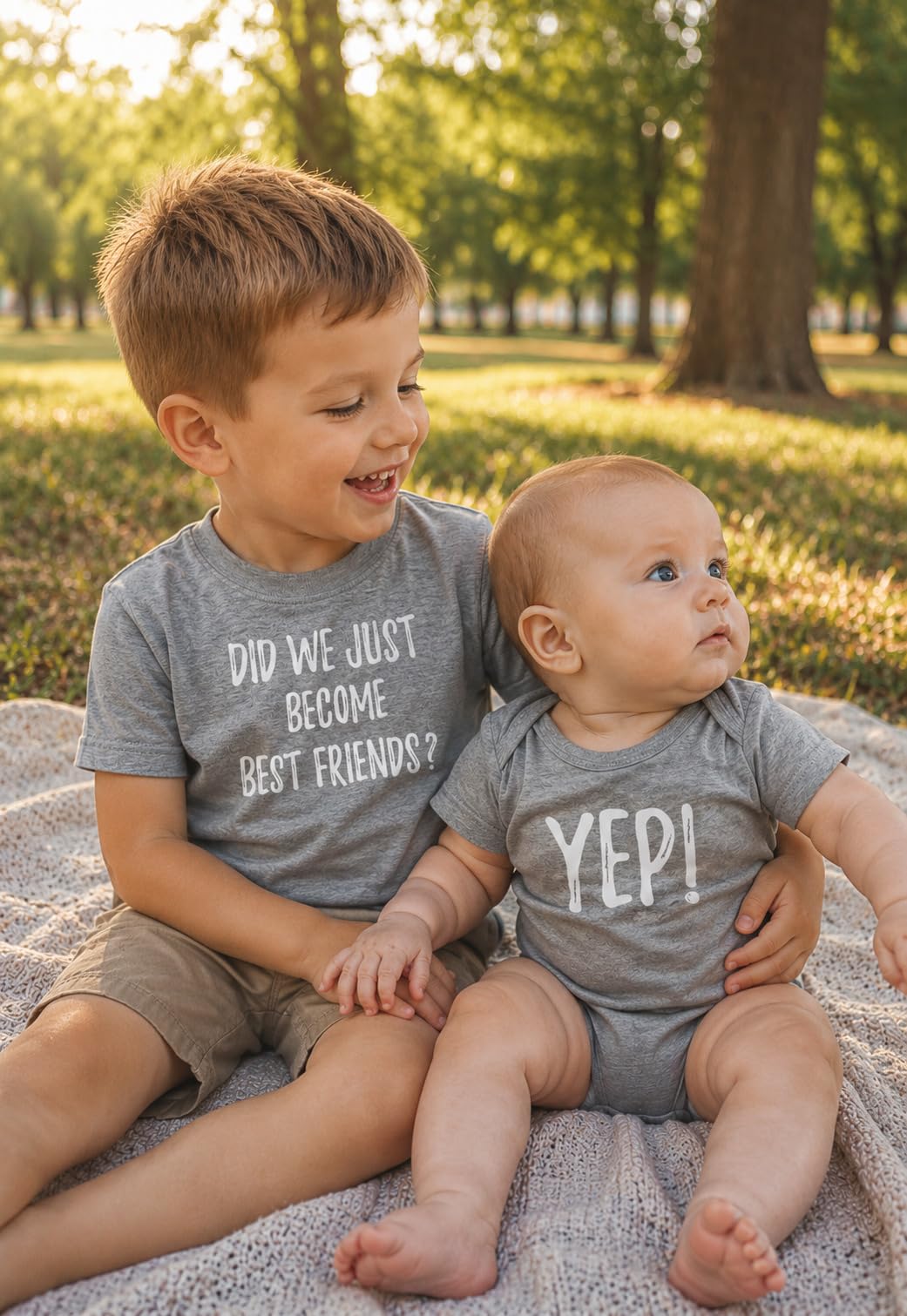 Tstars Did We Just Become Best Friends? Big Brother Little Bro Matching Shirt & Baby Bodysuit Set