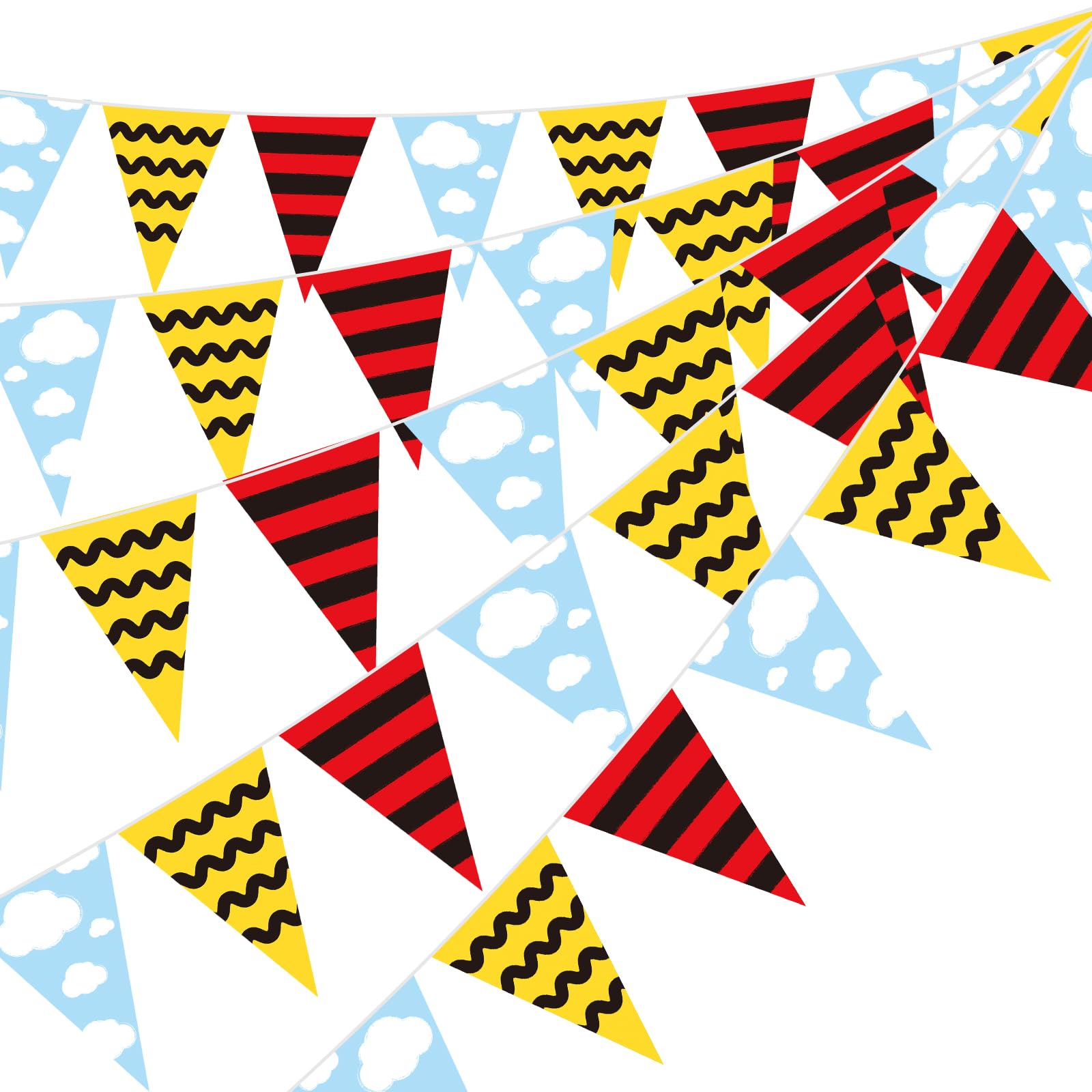 Bannière anniversaire chien de dessin animé : lot 5 décorations fête rouge jaune noir Hahafelt