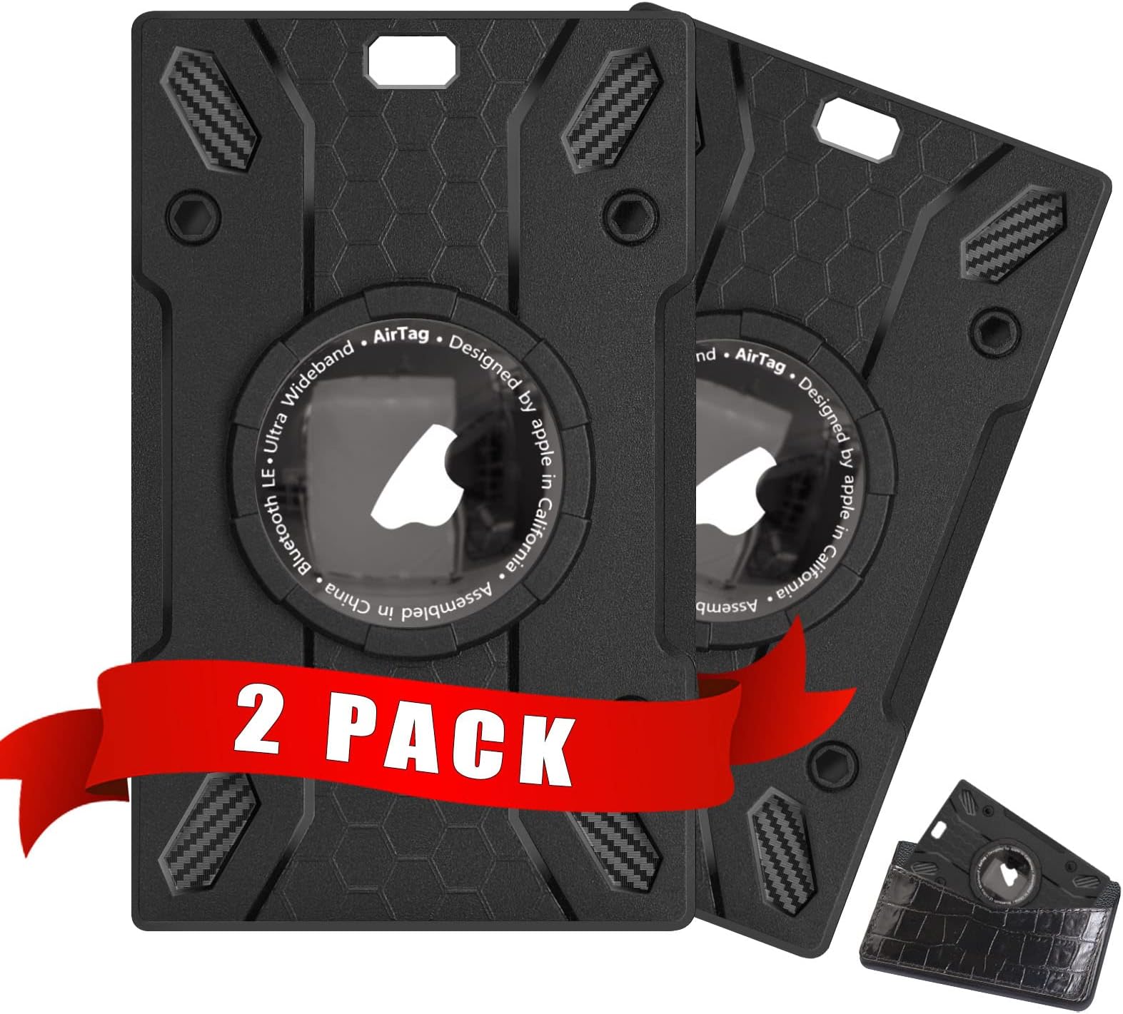 2 Pack Airtag Wallet Holder,Ultra-Thin Airtag Wallet Card Case,Airtag Card Holder,Credit Card Size Airtag Wallet Case Cover for Apple AirTag with Keychain Airtag Accessories for Purse,Wallet,Backpack