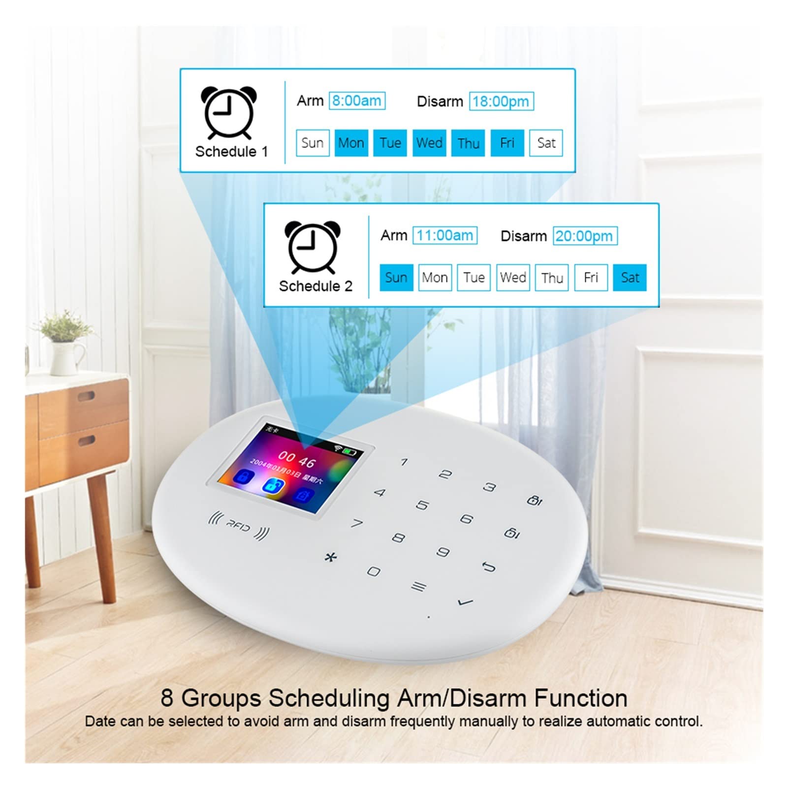 W20 4G WiFi GSM System alarmowy Bezpieczeństwa Tuya Smart Home 2,4 cala Tft. Panel dotykowy Aplikacja Kontroluj detektor dymu włamywacza Szybki montaż(KIT1)