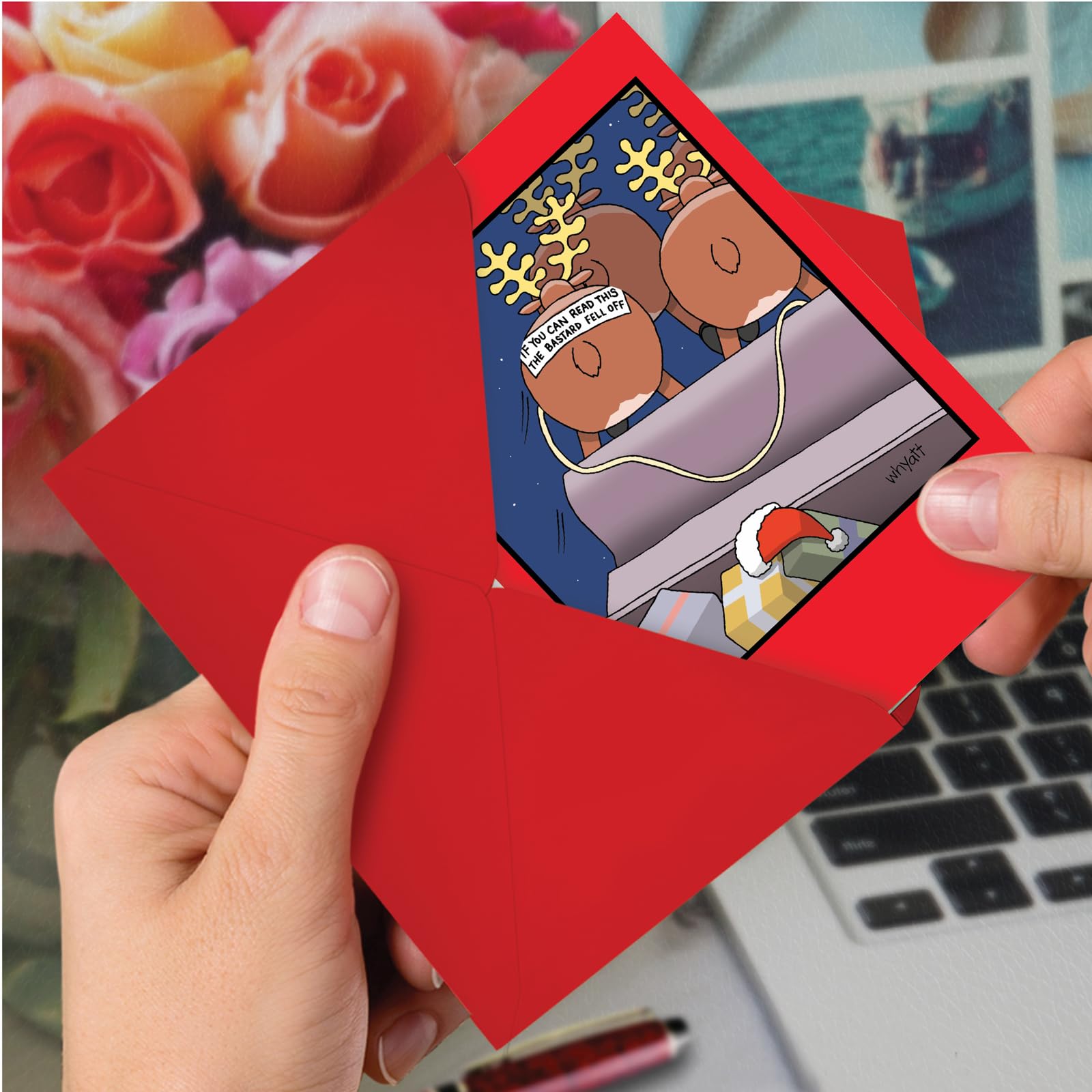 Brown-nosed Renne de Noël Funny papier carte 12 Christmas Card Pack (SKU:B1230) 12 Christmas Card Pack (SKU:B1230)