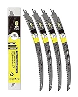 Vista 1 de Hojas de sierra recíproca de dientes japoneses de 15 pulgadas, 4 piezas, hojas de podar 6TPI con borde curvado para madera, corte de árboles, se
