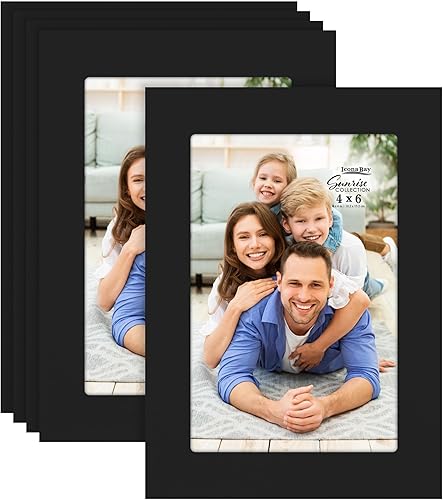Miniatura 9 de Icona Bay Marcos de fotos de 4 x 6 pulgadas (negro, paquete de 10) compuesto de madera maciza de una pieza, juego moderno de granja, colección