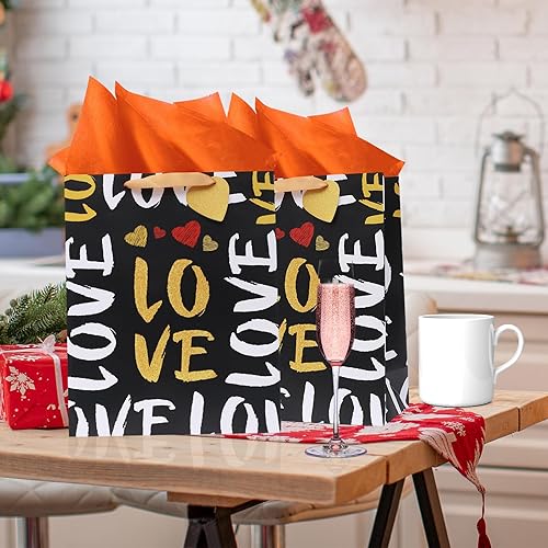 Miniatura 8 de LWBDD 3 bolsas de regalo con purpurina impresas con la forma de un corazón, adecuadas para el día de San Valentín, día de la madre, día del padre,