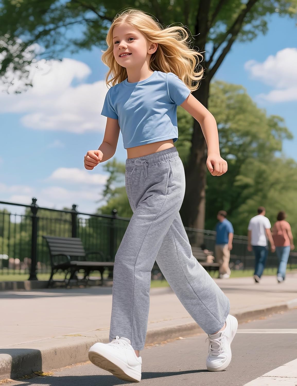 Girls Sweatpants Straight Leg French Terry Joggers Baggy Sweatpants for Teen Girls Size 7-14Y - Image 5