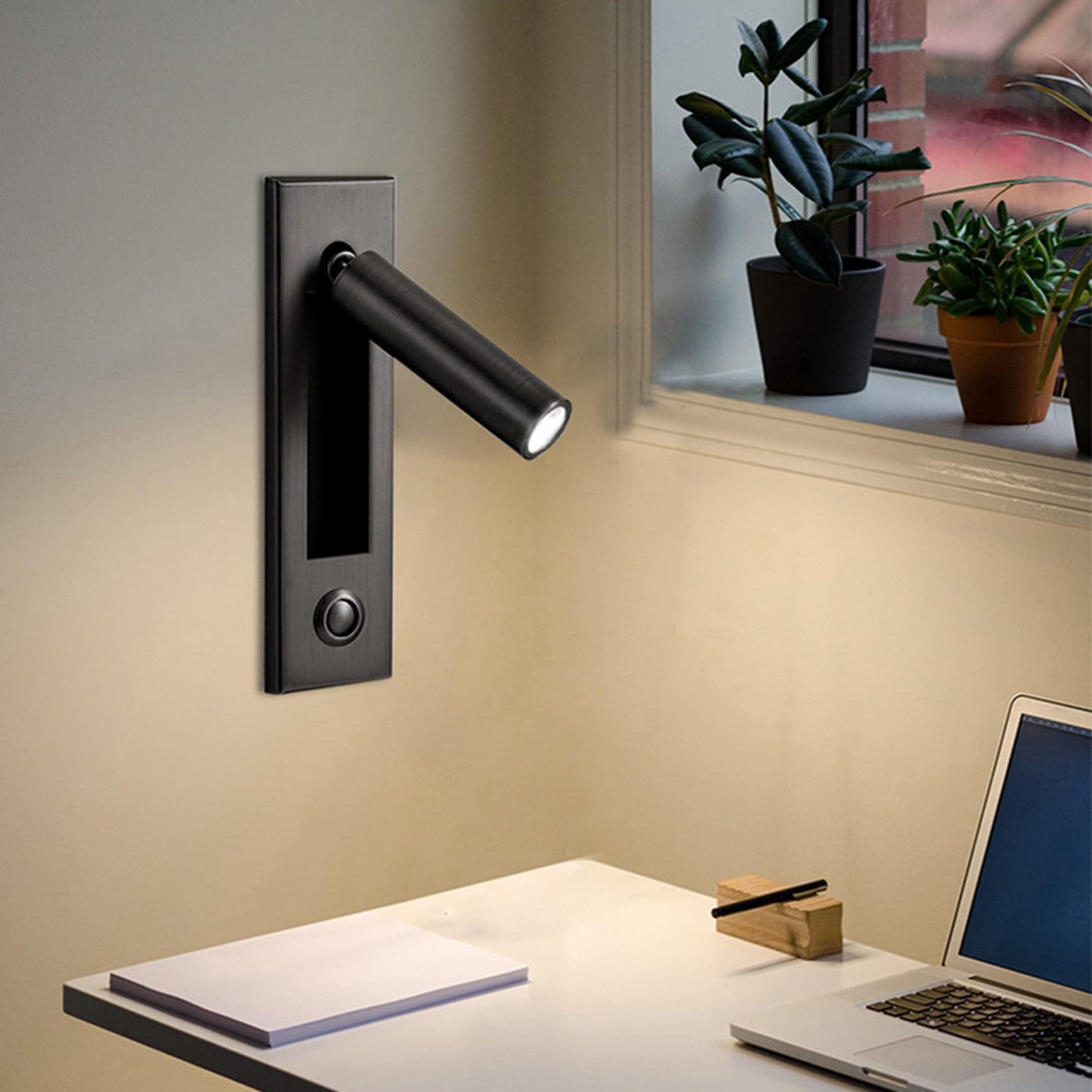 ISTOVO 4X Luces de Lectura, Luz de Pared para Cabecera, Luz de Lectura, Interruptor Empotrado, Lámparas de Pared para Sala de Estar, Dormitorio, Negro