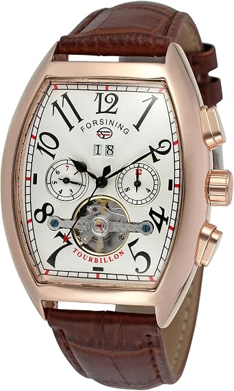 Forsining, orologio da polso FSG9409M4R3, da uomo, elegante e automatico,  con meccanismo tourbillon e calendario : Amazon.it: Orologi