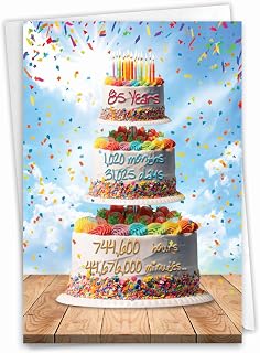 NobleWorks - 85th Happy Birthday Card Funny - 85 Year Old Celebration, Milestone Humor Card for Grandparents, Parents - Year Time Count 85 C9408MBG