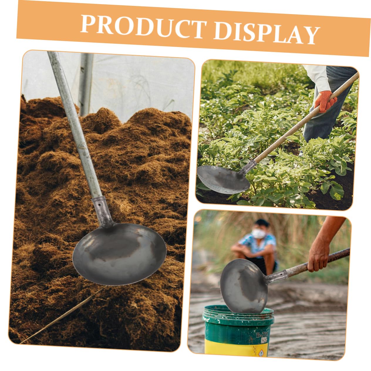 TOYANDONA Pala de Metal para Estiércol Reutilizable 24cm para Jardinería y Limpieza de Lodos en Pozos de Aguas Residuales Herramienta de Hierro Resistente