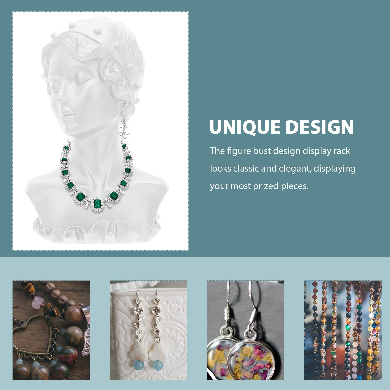 SOIMISS Présentoir Buste en Résine pour Collier et Boucles D’oreilles Blanc