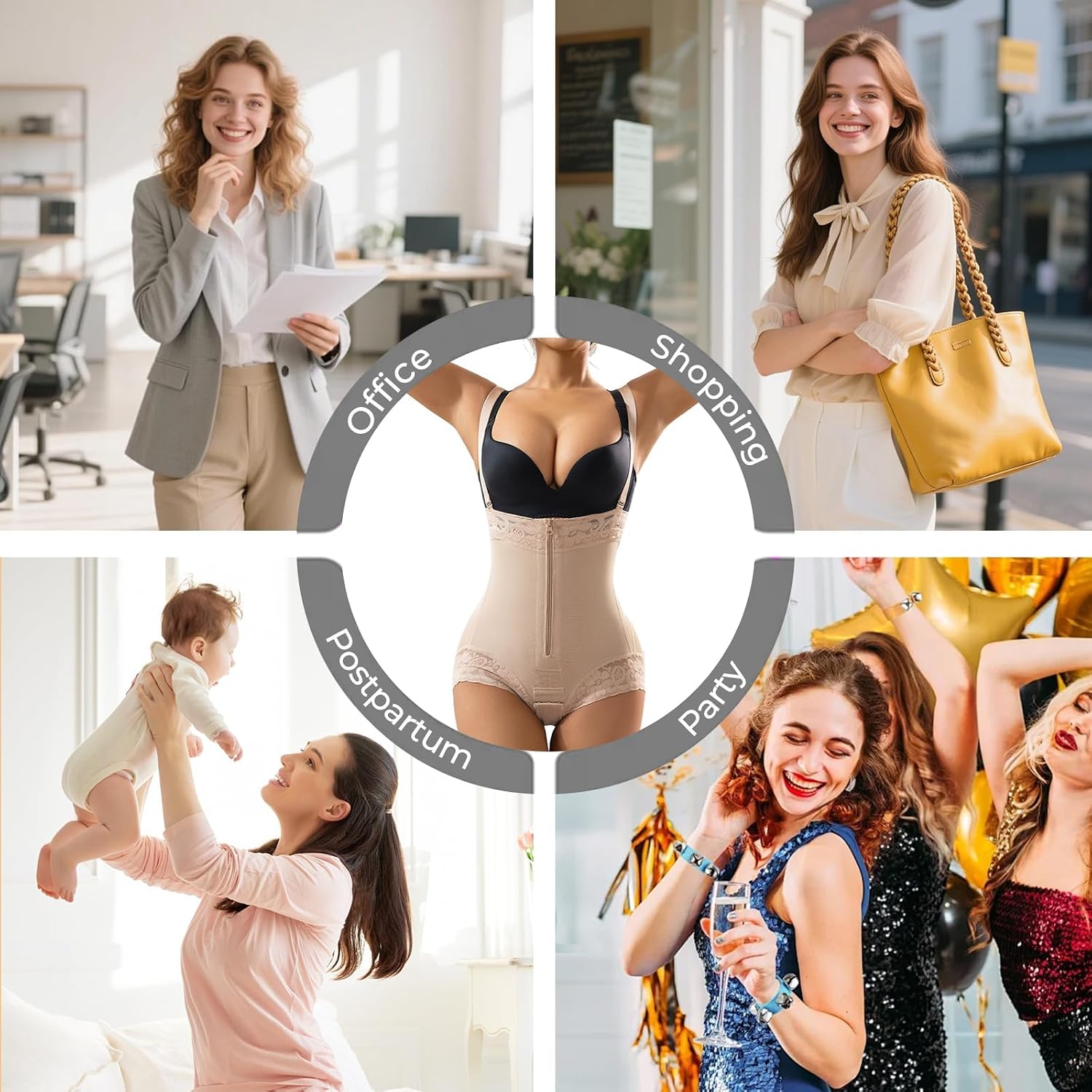 Women's Shapewear Bodysuit Tummy Control Seamless Butt Lifter faja body shaper with Adjustable Shoulder Straps