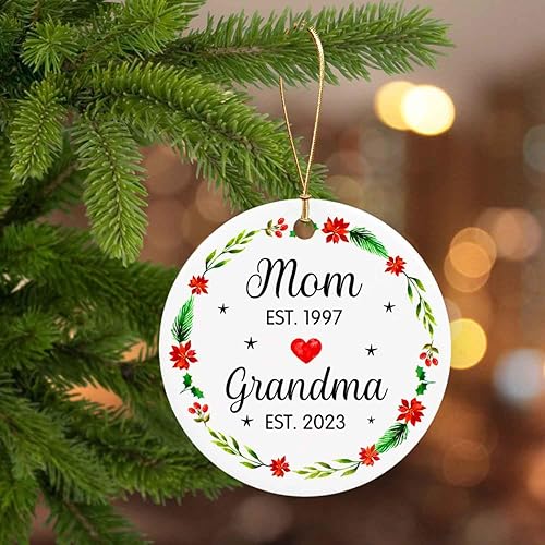 Miniatura 6 de Adornos de Navidad para mamá y abuela, regalo personalizado de anuncio de embarazo de mamá a abuela, regalos personalizados para la nueva abuela por