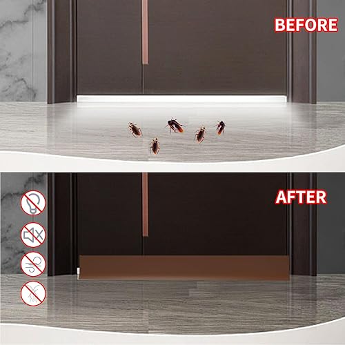 Miniatura 5 de Tope de puerta para puerta, sello de puerta cortable de 36 pulgadas, fuerte barrido adhesivo para puertas exteriores e interiores. (1, marrón)