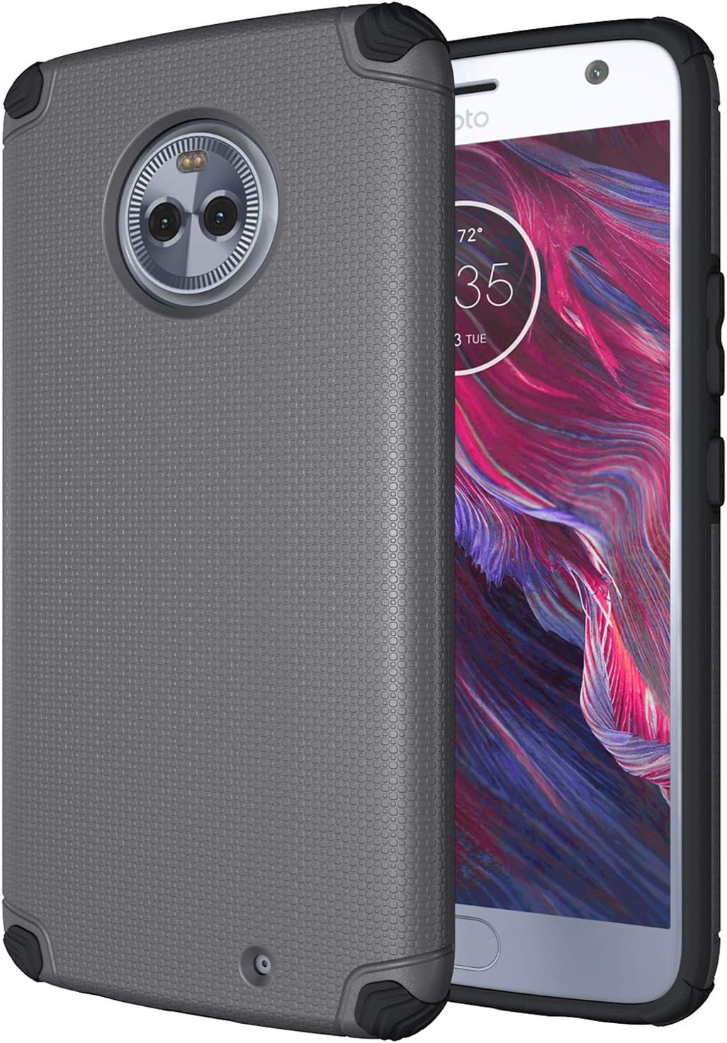 Ownest Compatible Moto X4 Case Cover,Anti-Fingerprint Non Slip Built-in Magnetic Metal Plate Case,Resistant Thin Lightweight Slim Protective Cases for Motorola Moto X4-(Gray)
