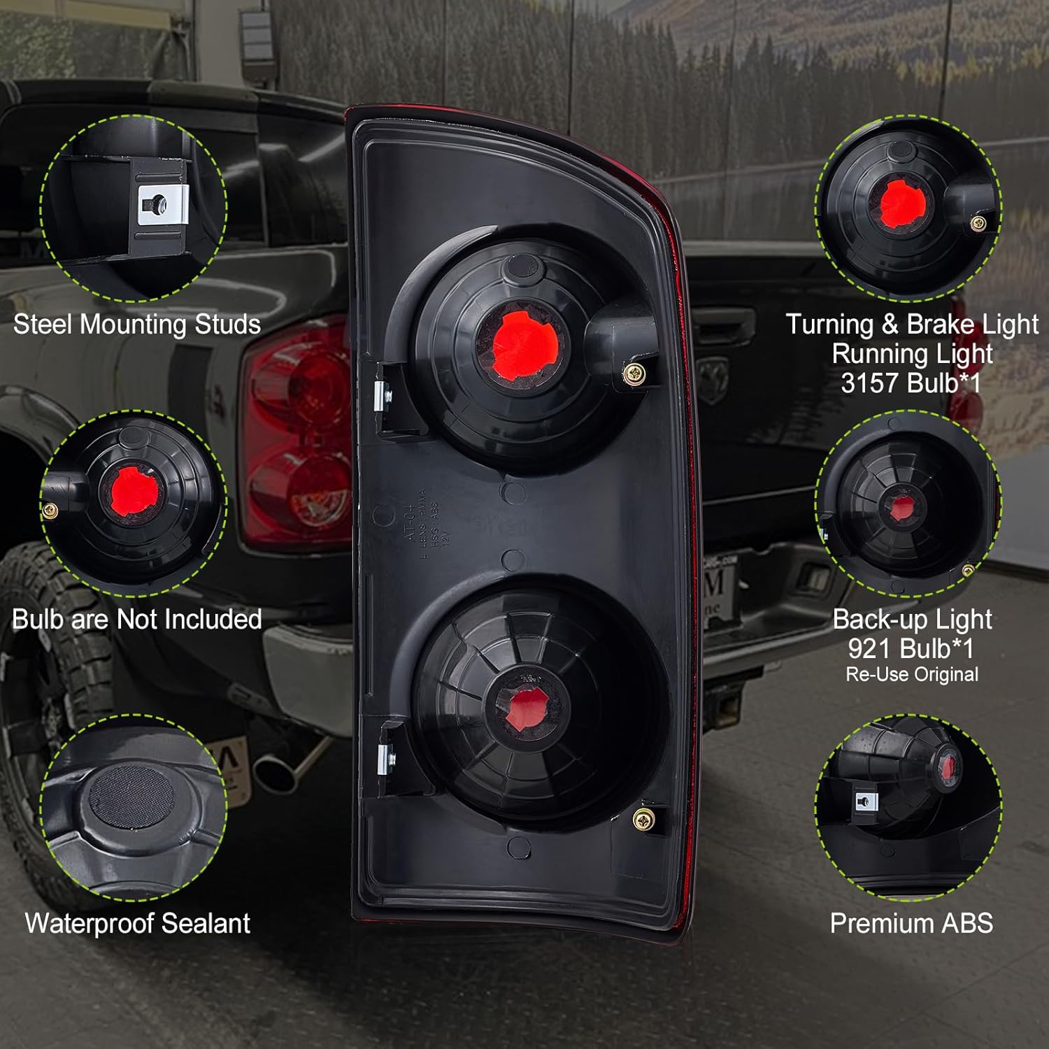 Tail Light fit for 2007 2008 2009 Dodge Ram 1500 2500 3500 Pickup rear light Assembly Driver Left Side CH2800165 55277303AC