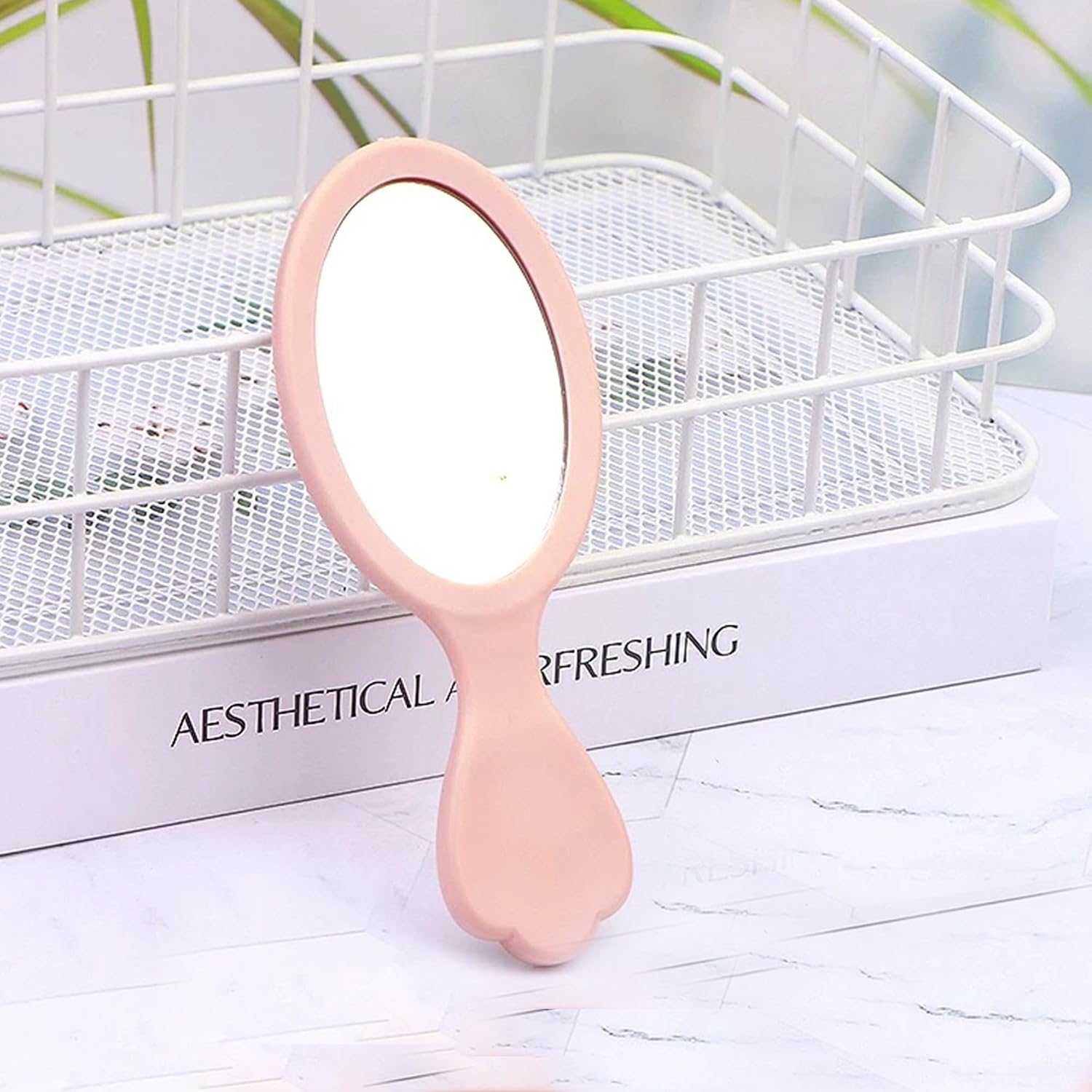 4 Pieces Mini Hair Brush Hair Comb Set For Women Girls Kids Toddler Small Travel Hair Combs Brushes Handheld Mirror Set Detangling Comb Massage HairBrush with Air Cushion (Pink)