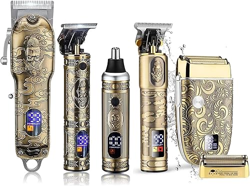 Suttik Cortapelos para hombres, juego de recortadora de nariz y barba, cortadora de pelo profesional inalámbrica para corte de cabello, recargable,
