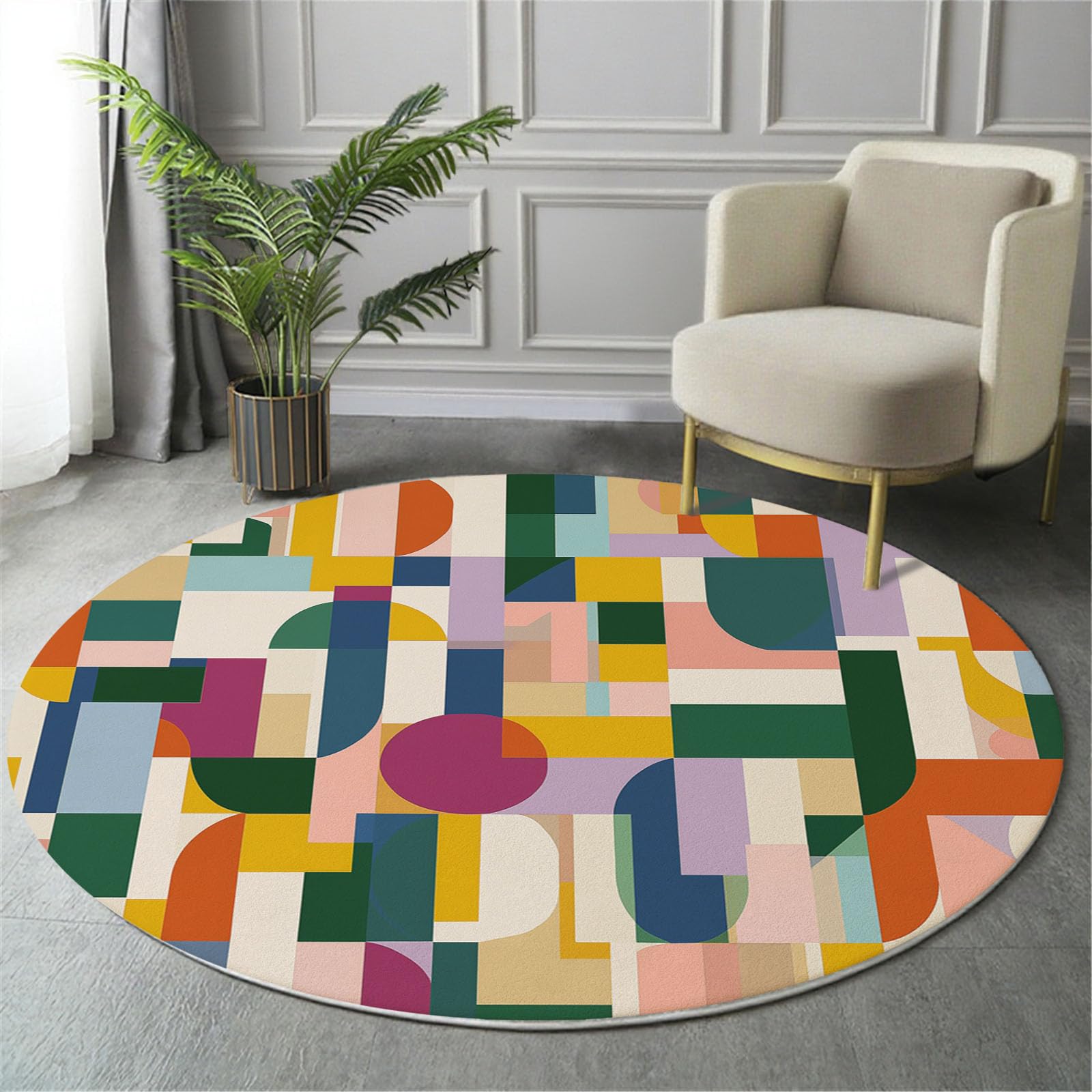 Tapis géométrique jaune 160cm lavable pour sublimer votre salon moderne