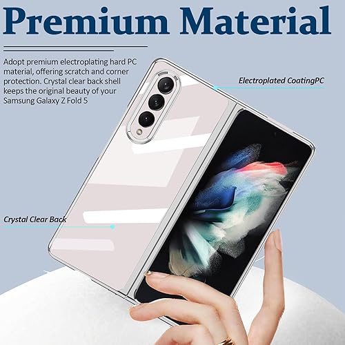 Miniatura 2 de Miimall Funda compatible con Samsung Galaxy Z Fold 5, parte trasera transparente con policarbonato duro chapado, protección antiarañazos, a prueba