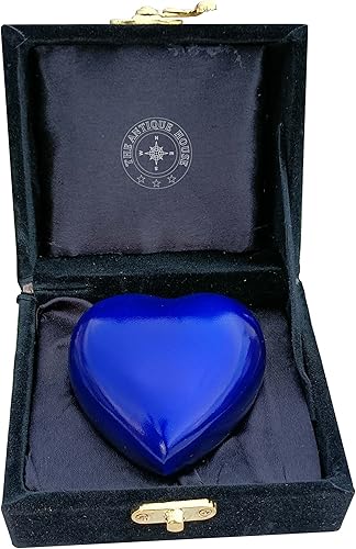 Miniatura 3 de Urna de cremación azul para cenizas, urna de corazón de recuerdo con caja negra y soporte de latón, mini urna para tu ser querido, adulto y entierro