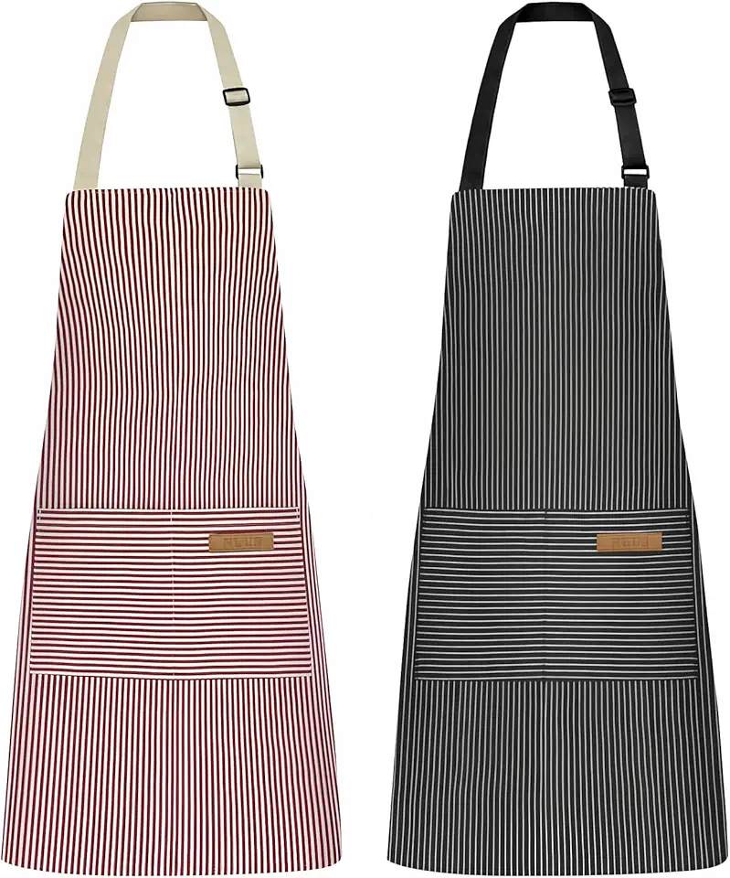 NLUS Pacote com 2 aventais de cozinha de cozinha, avental macio ajustável com 2 bolsos para homens e mulheres
