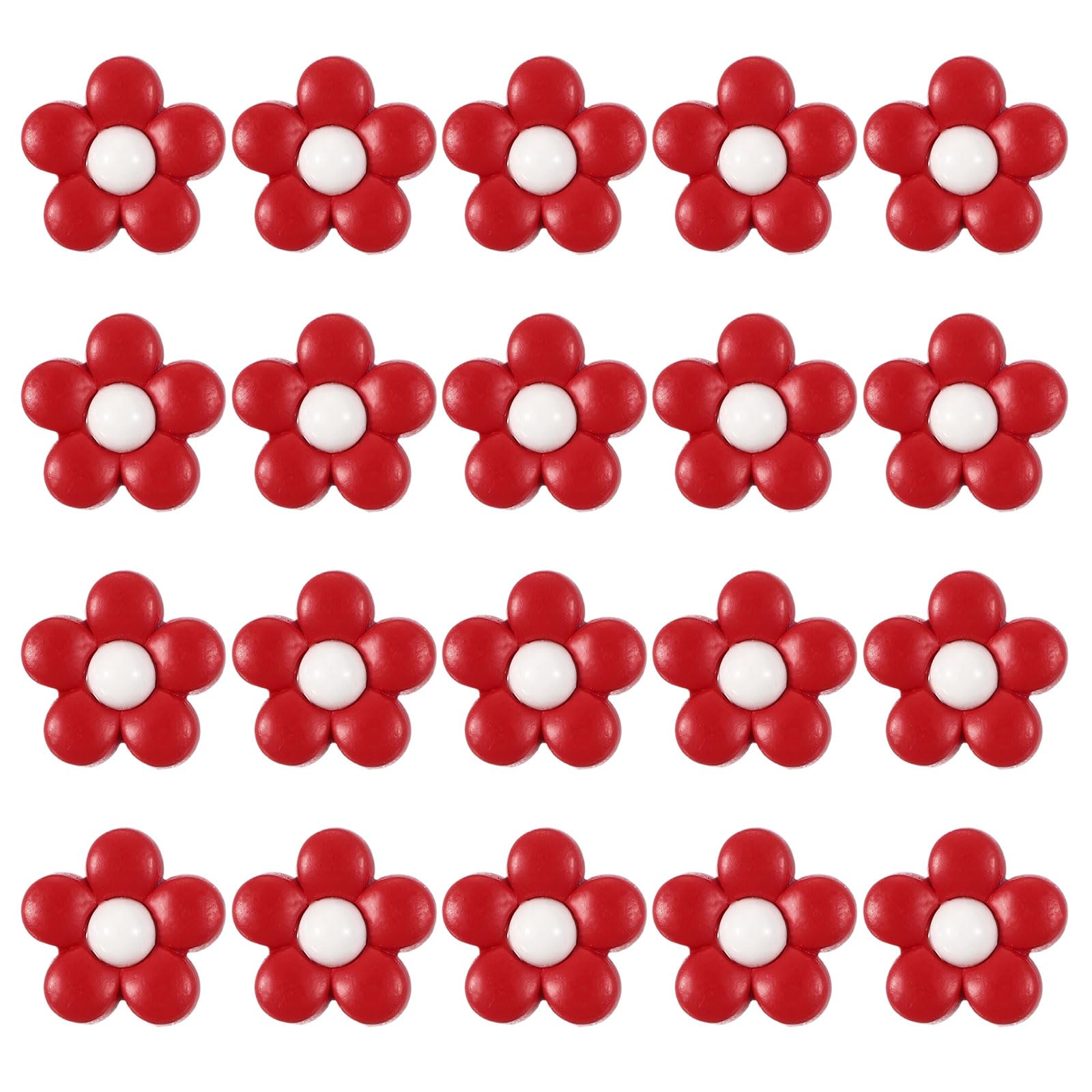 sourcing map 20Pcs Cute Flower Shank Buttons, 15mm Resin Flower Shank Sewing Buttons Decorative Sewing Fasteners for Clothing Shirts Skirts Dresses Blouse Decorations DIY Crafts, Red