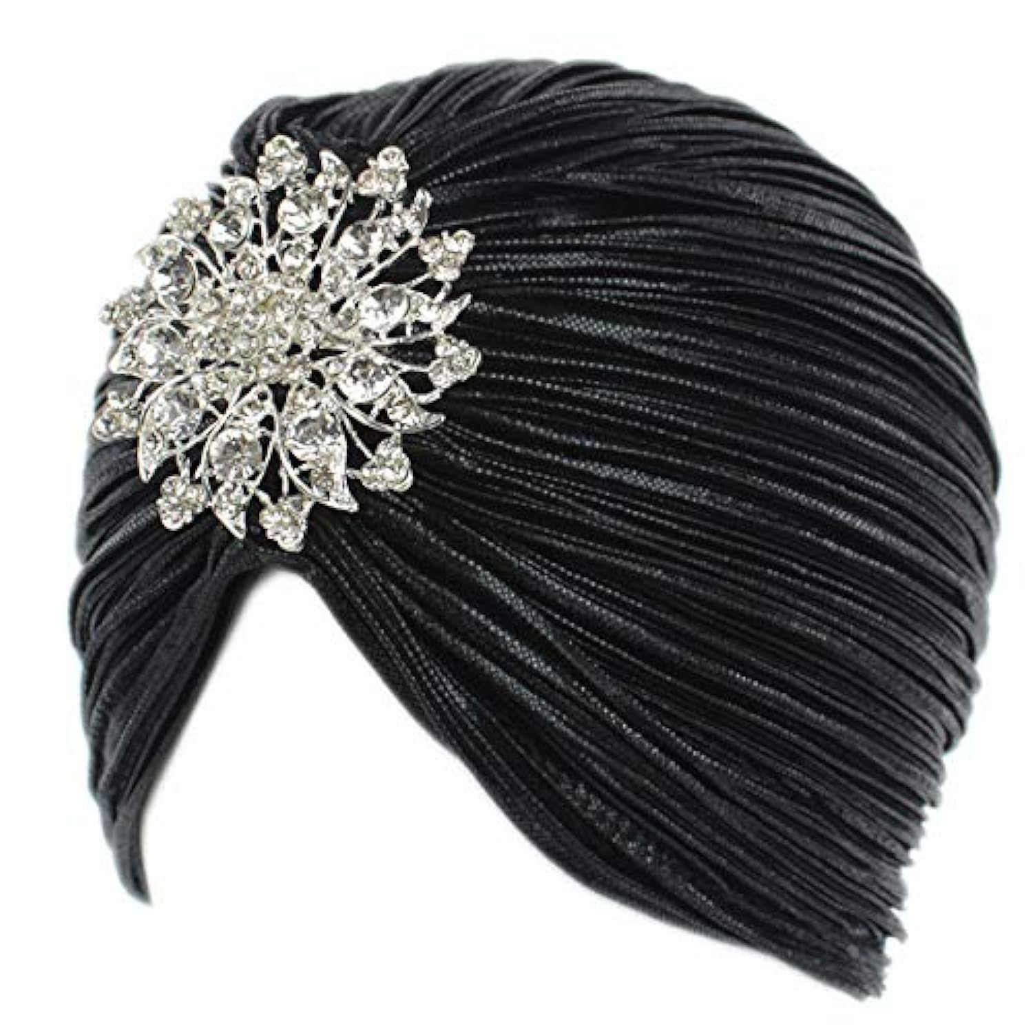 EORUBE Sombrero de Turbante Vintage de los años 20 con Broche de Cristal Turbante de Plumas para Fiesta de cóctel de Disfraces de Gatsby