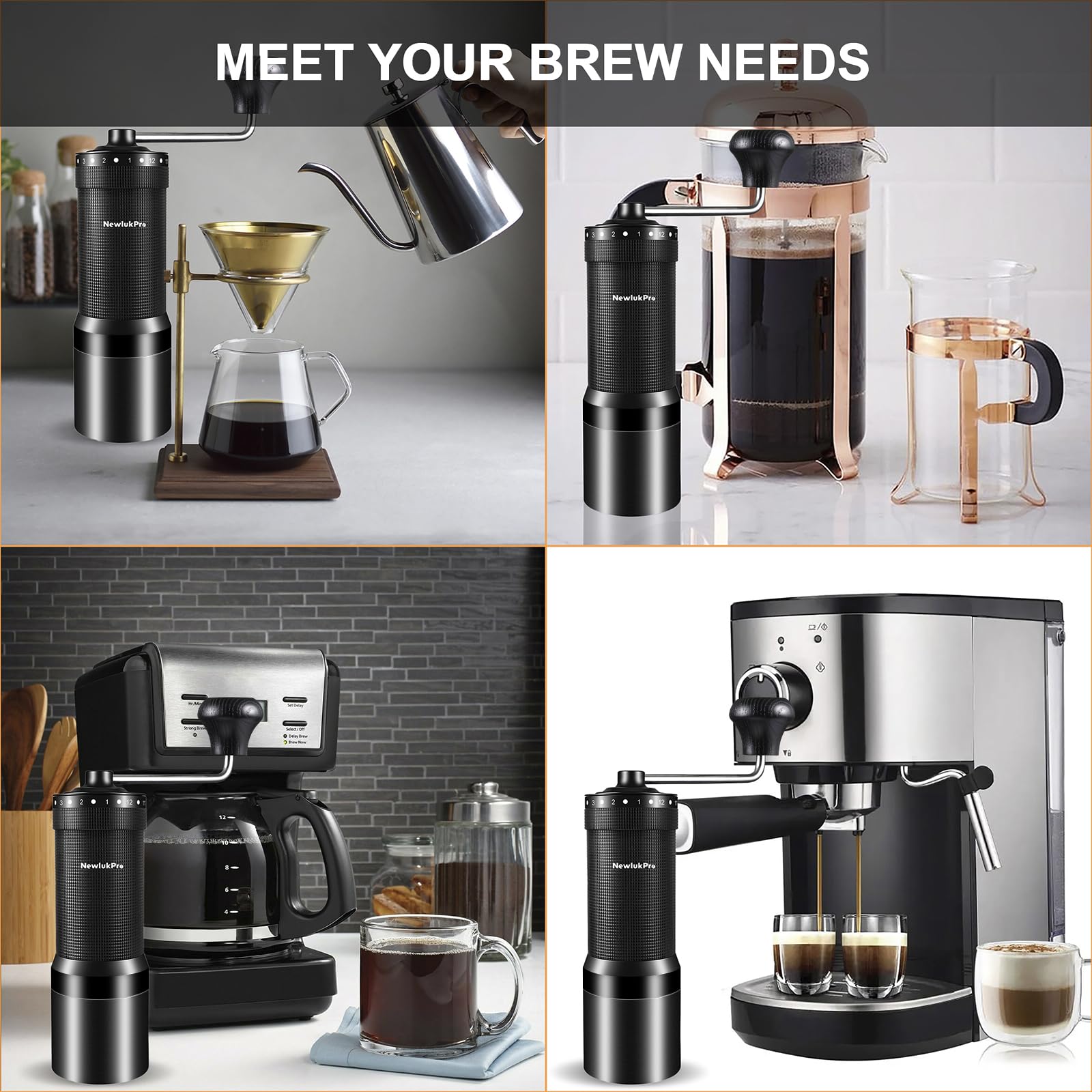 Molinillo de café manual M7 Pro, rebaba heptagonal con revestimiento de titanio, molinillo de café de mano con 72 escalas externas, capacidad de 35 g, molinillo de café completo para verter
