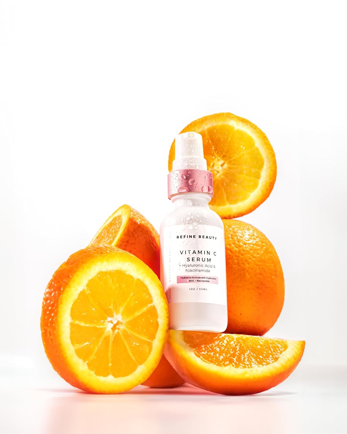 REFINE BEAUTY Vitamin C Serum with Hyaluronic Acid + Niacinamide for dark spots, fine lines and wrinkles to improve skin texture and tone - Vegan, Cruelty-Free 1 oz.