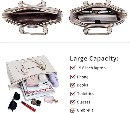 Miniatura 2 de Bolsa de mano para laptop para mujer, bolsa para computadora portátil de 15.6 pulgadas, bolsa de mano de trabajo, maletín de negocios