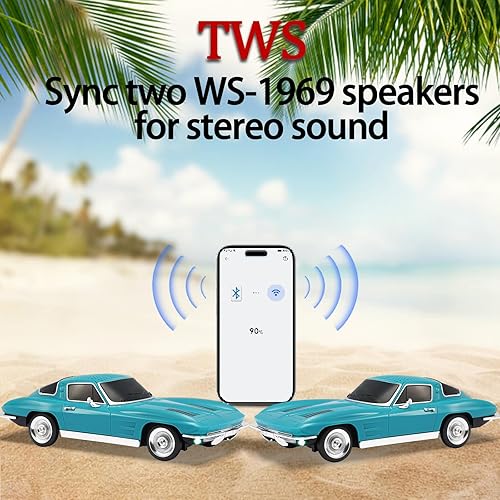 Miniatura 4 de WS-1969 Retro Sports Car Bluetooth Replica Altavoz - Modelo inalámbrico portátil con sonido HD, emparejamiento estéreo TWS, radio FM, reproducción