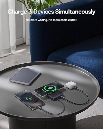 Baseus Picogo Qi2.2 25W Magsafe Portable Charger Power Bank 10000mAh 45W, with Built-in Cable USB-C Fast Charging Magnetic Battery Pack for iPhone 17/16/15/14/13/12 Pro Max/Pixel 10 Pro, Black
