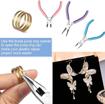 Jewellery Pliers Set of 3 Mini Pliers with Jump Ring Opener Needle-nose pliers round pliers wire pliers - for DIY crafts jewellery making jewellery repair accessories